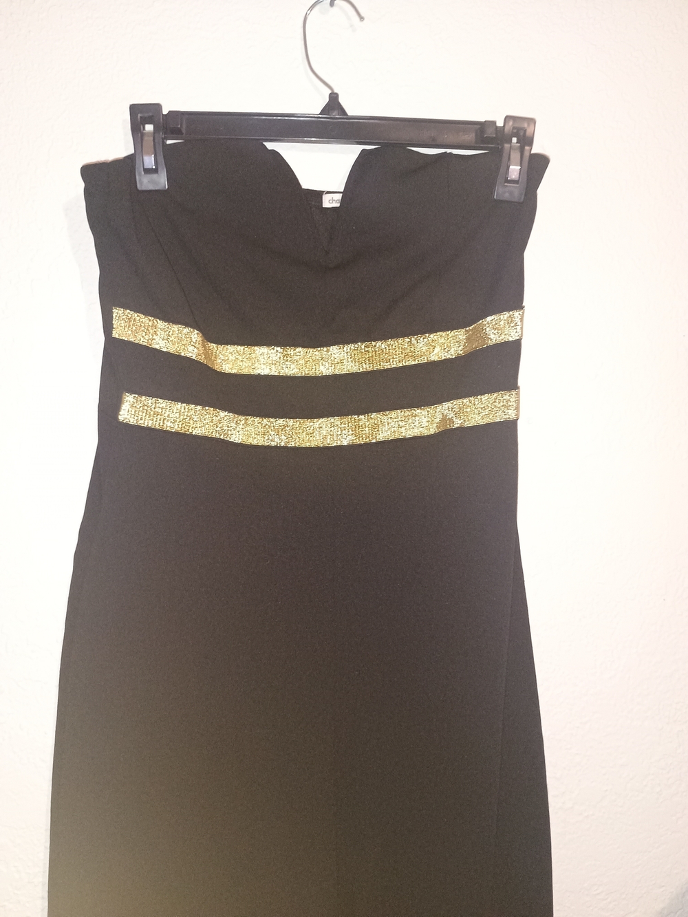 Charlotte Russe Black Strapless Dress with Gold Bands